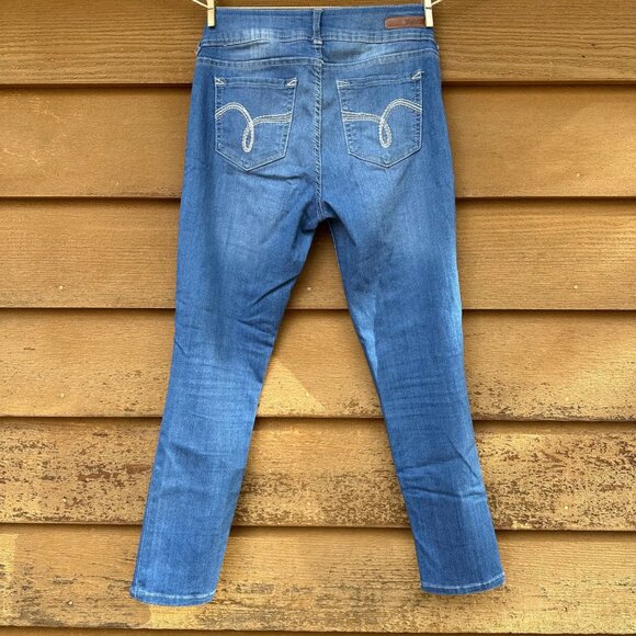 Wallflower Skinny Stretch Double Button Mid Rise Blue Jeans Size 7 - Picture 7 of 12